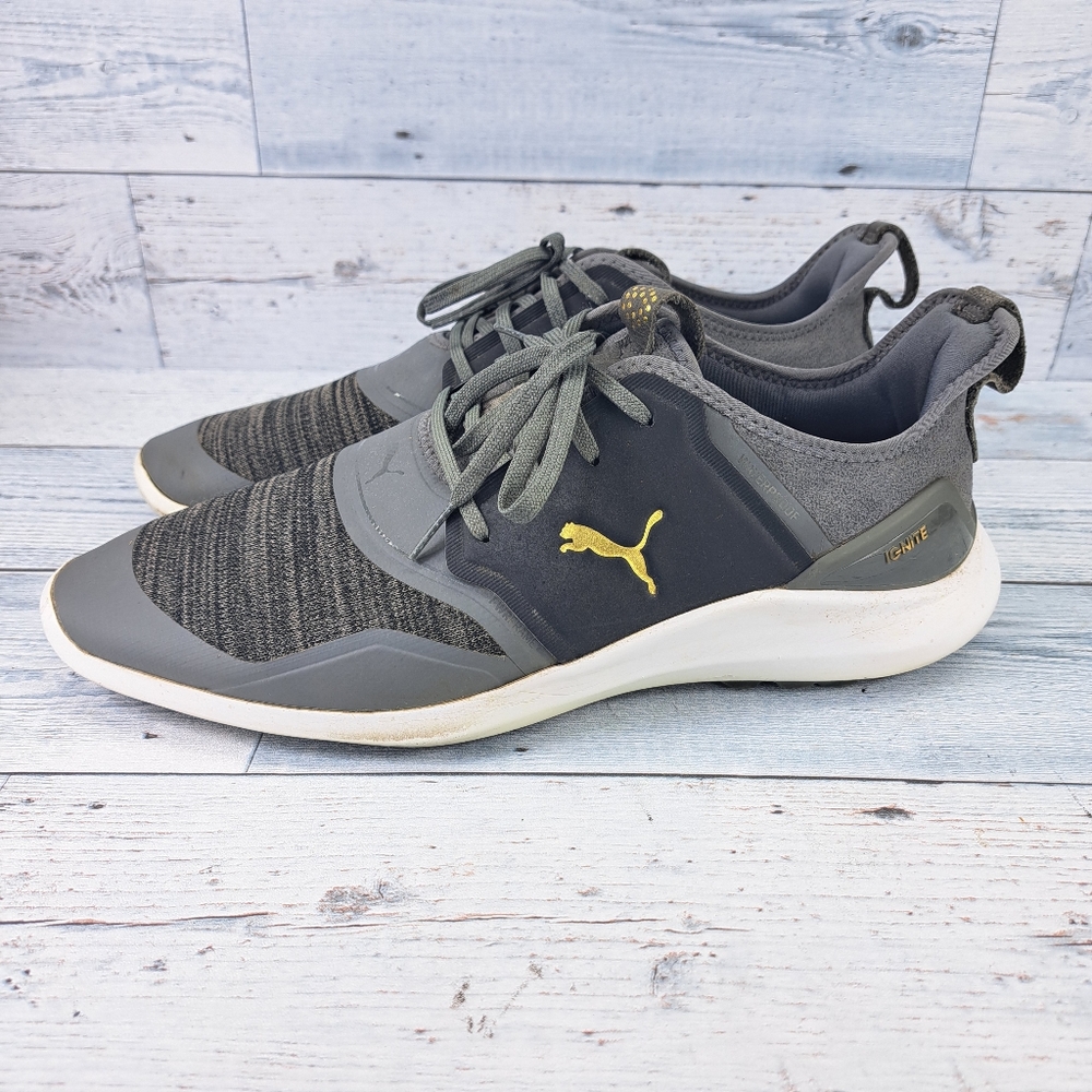 Puma Spikeless Golf Shoes Men's 9.5 Ignite NXT Gray/Gold/Black 192225-02